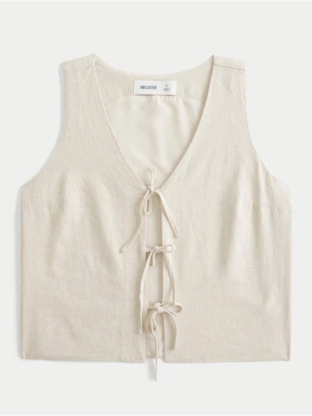 Hollister Easy Linen-Blend Tie-Front Top